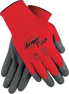 MCR Safety Memphis Glove Ninja Flex Coated Gloves, Nylon, Large, Gray/RedN9680L