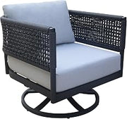 IC INTERNATIONAL CONCEPTS, Outdoor Patio Woven Abaca Rope Swivel Rocking Chair with Cushion, Powder Coated Aluminium Frame, 29" W x 31" D x 28" H, 225 Lbs Wt. Capacity, Fully Assembled, Charcoal
