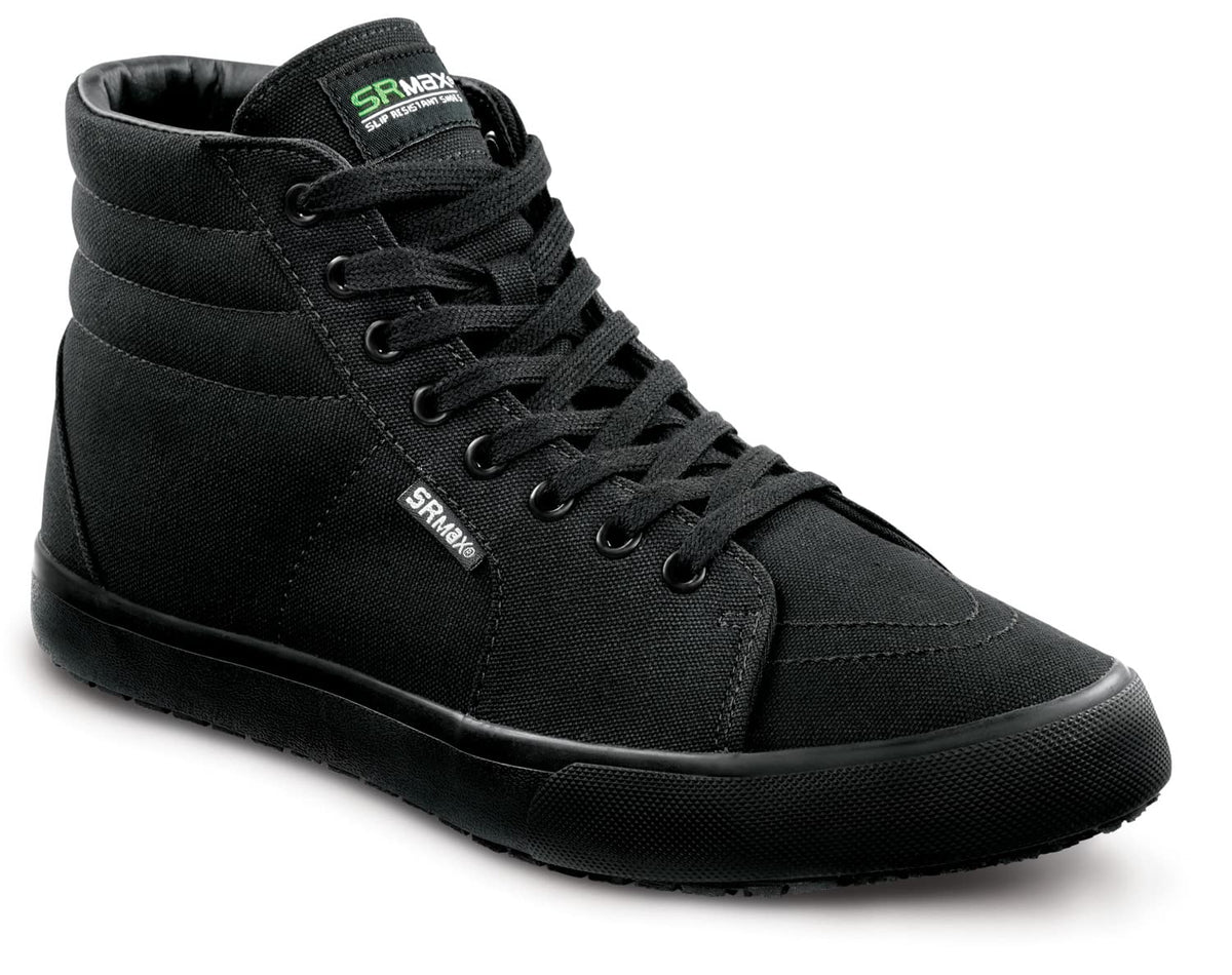Womens Black L.A. Soft Toe SRO High-Top Athletic 8.0 M by SR Max – 8, Rubber, Black, Model Maxtrax