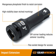 GEARWRENCH 1/4" Drive / 4" / Black Socket Wrenches