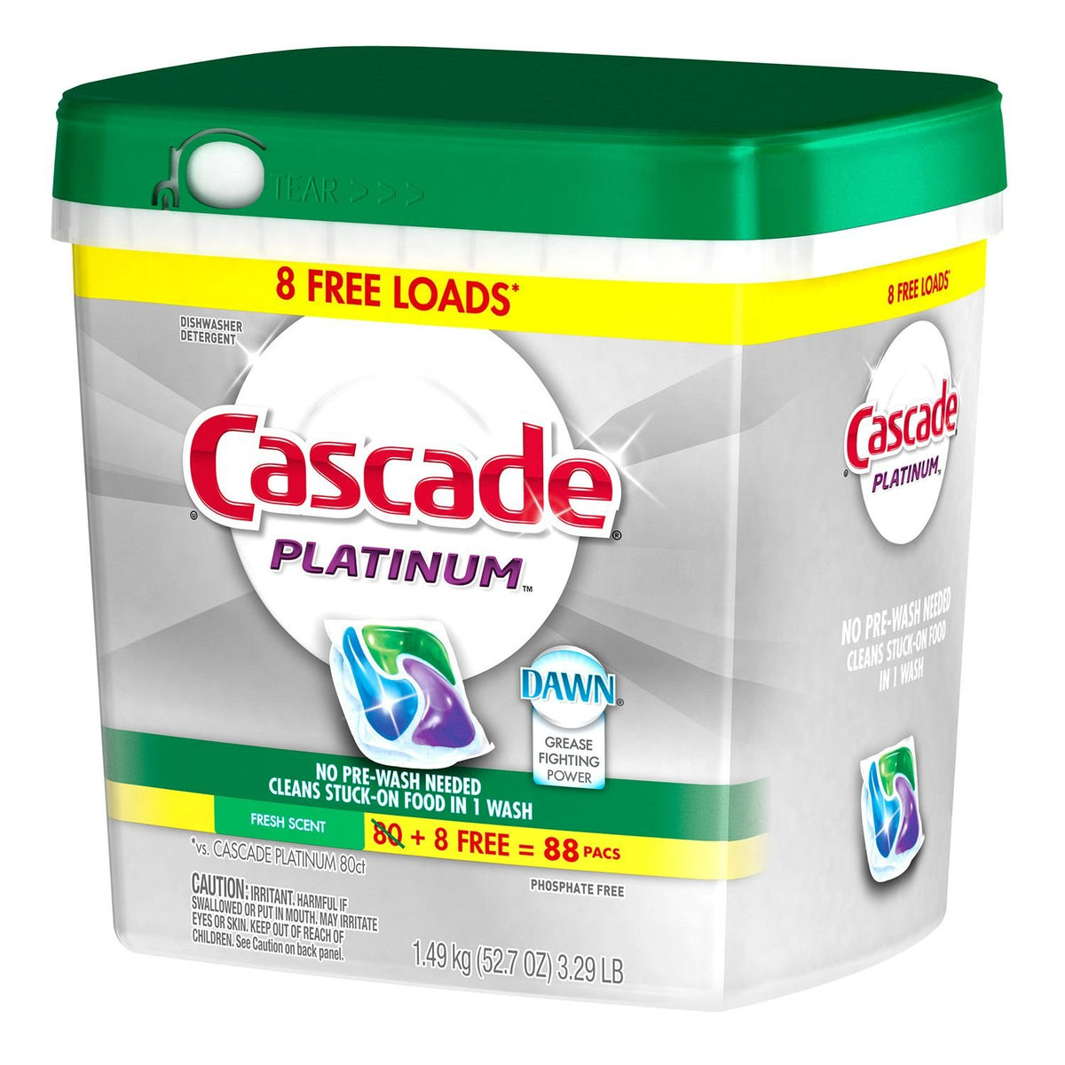 Platinum ActionPacs Dishwasher Detergent by Cascade – 88 Count (Pack of 1), Model 39259