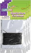 Creativity Street Elastic Cord, Black, 1.2 mm x 25 Yards, 25 Yards Per Pack, 3 Packs