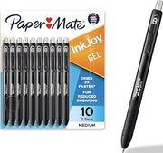 Paper Mate InkJoy Gel Pens, Black, Medium Point (0.7mm), Comfort Grip, 10 Count - Fast Drying Ink, Smooth Writing, Office Supplies