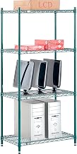 Nexel Poly-Green, 4 Tier, Wire Shelving Starter Unit, 30"W x 18"D x 54"H