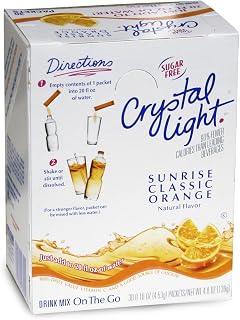 Crystal Light On The Go Sticks - 20oz Water Bottle Size - 30ct Boxes (Pack of 4) - Sunrise Classic Orange