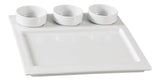 10" Square Compartment Tray with Three 2.75" Round Dish by Yanco – Large, Porcelain, Super White, Pack of 12, Model ML-810