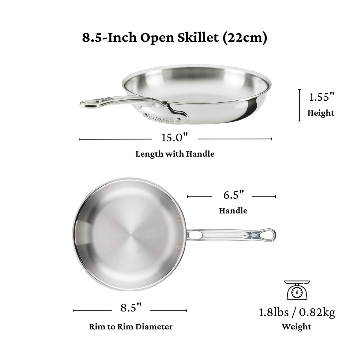 ProBond Luxe 5-Piece Professional Clad Stainless Steel Cookware Set by Hestan – Medium, Stainless Steel, Multicolor, Model 31767