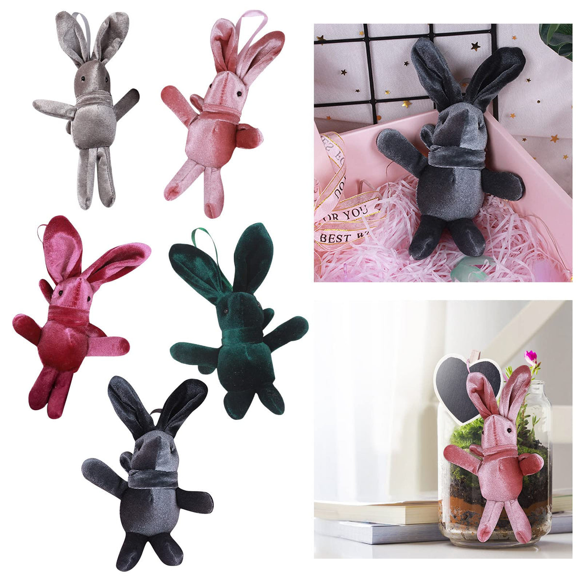 Ball Garland Glass Plush Rabbit Gift Rabbit Doll Decoration Pendant Easter Decoration Hangs Mini Valentine Gnomes (Dark Gray by Cakina – Glass