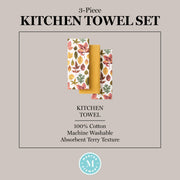Martha Stewart Falling Leaves Kitchen Towels, 100 Percent Cotton, Tan Red Green 3-Pack