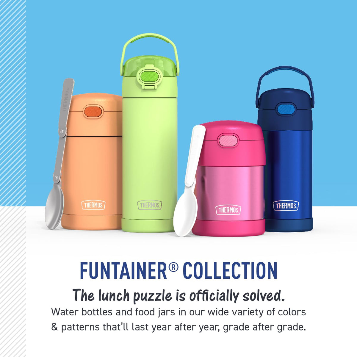 FUNTAINER Insulated Food Jar by THERMOS – 16 Ounces (Pack of 6), 16.0 ounces, Stainless Steel, Matte Black (Pack of 6), Pack of 6