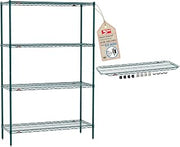 METRO Super Erecta 5-Shelf Metroseal Wire Shelving Bundle - Includes 4-Tier Green Epoxy with Microban Shelving Unit and 1 EZ-ADD Shelf - 18" W x 48" L x 74.5" H - for Restaurants, Home and More