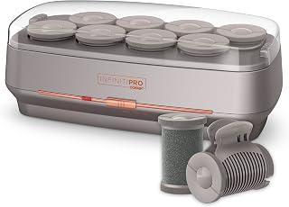 INFINITIPRO BY CONAIR Ceramic Flocked Hot Rollers for Long, Medium, and All Hair - Hair Curler - Hair Roller Clips Included - 2 inch Rollers