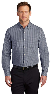 Men's Gingham Easy Care Button-Down Shirt by Port Authority – Cotton, Navy, Model W644