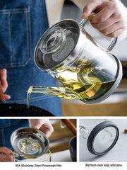 MeiAoJia Gravy Fat Separator, 1000ml Borosilicate Glass with Strainer, Transparent