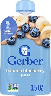 Gerber Stage 2 Banana Blueberry Puree Pouch, 3.5 Oz