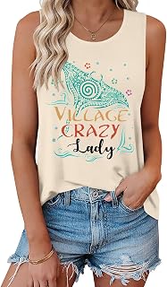 Village Crazy Shirt for Women Summer Tank Tops Vacation Sleeveless Tops