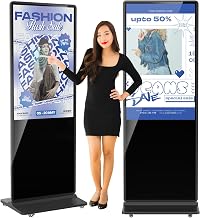 49 inch Indoor Digital Signage 4K Touchscreen IPS Floor Standing Digital Kiosks Interactive Displays with WiFi HDMI/USB Input Auto AD Player, Android OS Black