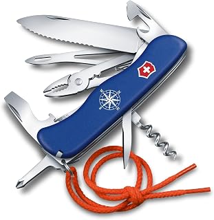 Victorinox Skipper Sailing Multi-Tool - 18 Functions Swiss Army Knife, Blue | Marine pocket knife with locking serrated blade, marlin spike, shackle opener, and pliers for boating and rigging tasks