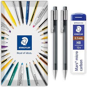 STAEDTLER 2x Grey Graphite 777 Mechanical Pencils & 0.5mm HB Leads | Refillable, for Writing, Sketching, Technical Drawing & Office Use