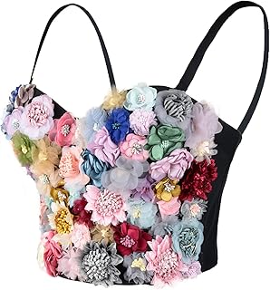 Women's 3D Floral Bustier Crop Top Wedding Party Club Bra Tops