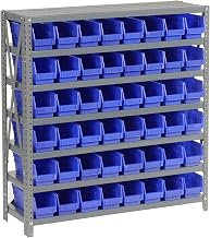 Global Industrial 7 Shelf Steel Shelving with (48) 4" H Plastic Shelf Bins