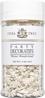 India Tree Winter Wonderland White Snowflake Sprinkles, 1.7 oz Jar (2-Pack) | Edible Snowflakes for Holiday & Winter Baking