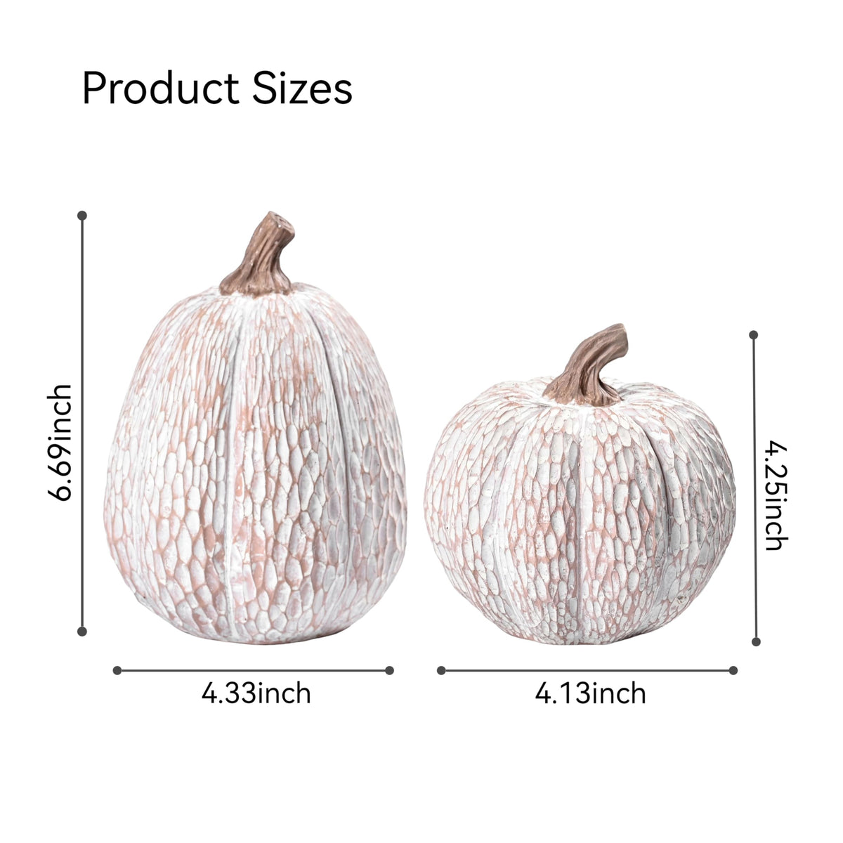 AOMOONOA Resin Pumpkin Set, Brown and White, Set of 2