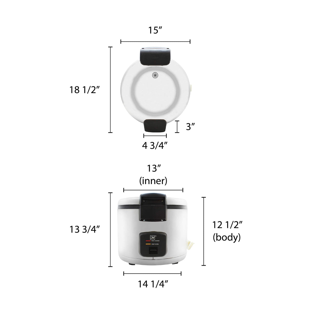 33 cups rice cooker/warmer by Thunder Group – 33.0 cups, Stainless Steel, Silver, Model SEJ60000
