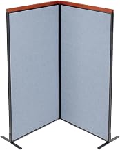 Global Industrial 36-1/4"W x 73-1/2"H Deluxe Freestanding 2-Panel Corner Room Divider, Blue