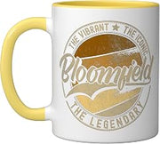 Bloomfield CT | Connecticut Vintage Distressed Ceramic Mug, Yellow/White