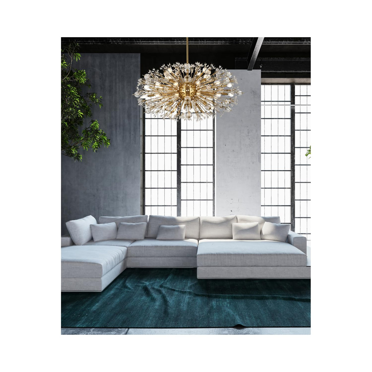 Vera 38 Light Pendant by Lighting Design – Metal, Clear, Model 2550D42SG