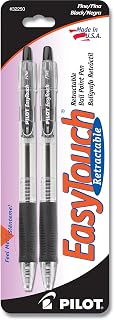 Pilot EasyTouch Retractable Ball Point Pens, Fine Point, Black Ink, 2-Pack (32250)