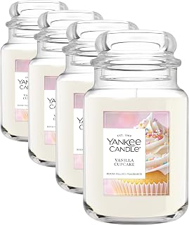 Yankee Candle Vanilla Cupcake, Scented Candle, 22oz Large Jar with up to 150 Hour Burn Time, Giftable, Birthdays (Pack of 4)