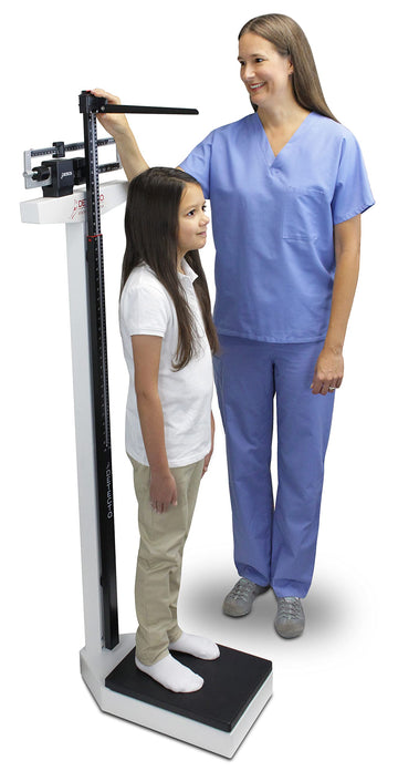 Mechanical Physician Beam Scale with Height Rod by Detecto – 55 inches, Powder Coated Steel, White
