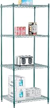 Nexel Poly-Green, 4 Tier, Wire Shelving Starter Unit, 30"W x 21"D x 74"H