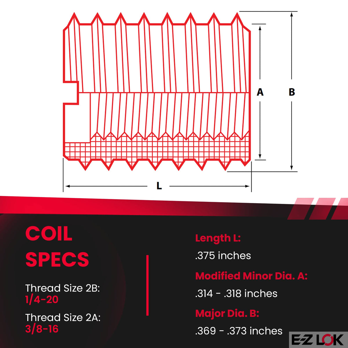 E-Z LOK Pack of 10 / 10 / 1/4-20 Internal Threads, 3/8-16 External Threads, 0.375 Length Thread Locking Inserts