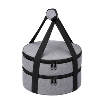 Chef Pomodoro Insulated Pie Carrier Bag, Holds Two 9-Inch Dishes, Gray