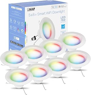 Feit Electric 5/6in Smart Recessed Downlights, 75W Eq, 1000 Lumens, 8 Pack
