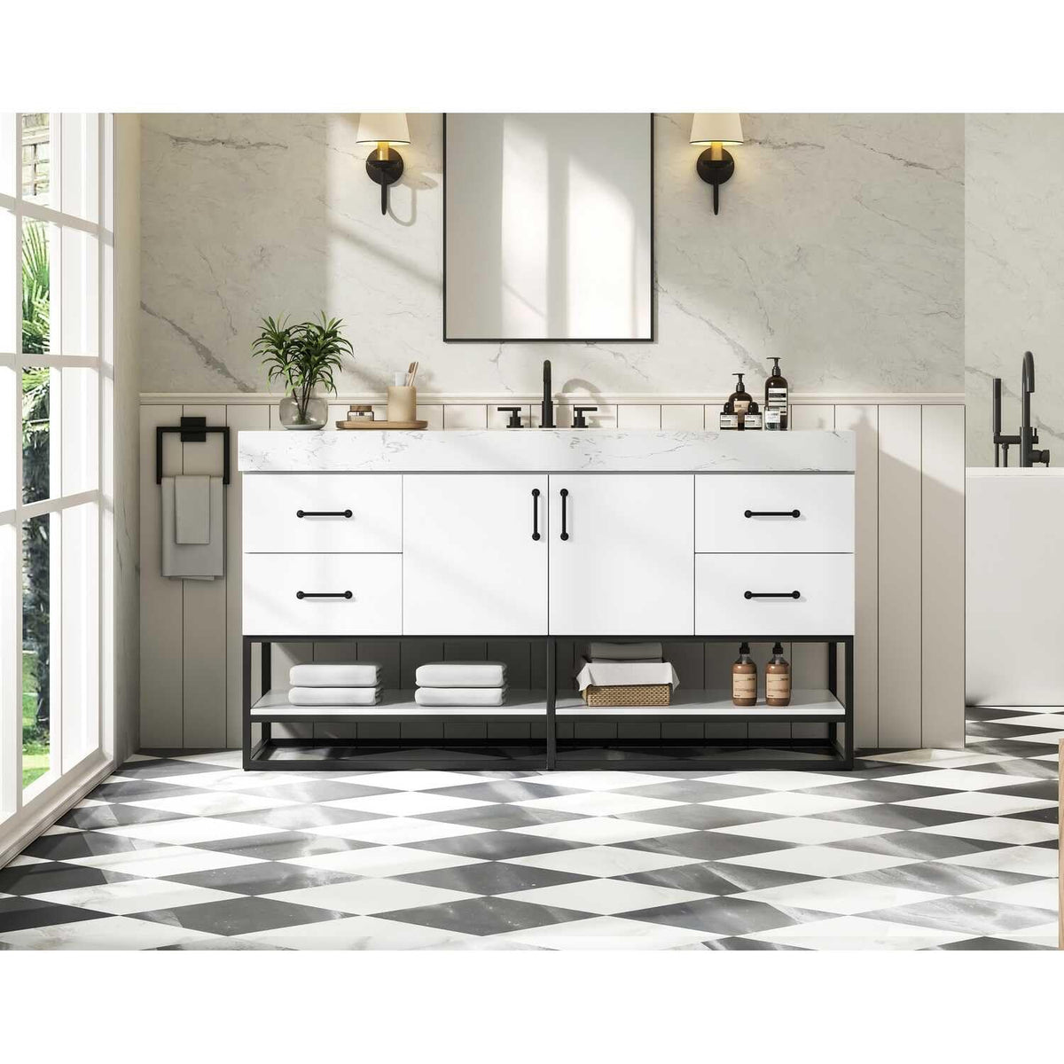 Caroline Bathroom Vanity White by Lighting Design – Wood, White, Model VF29260WH