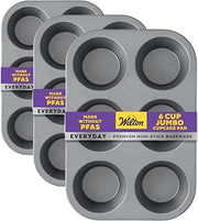 Wilton Everyday Non-Stick Jumbo Muffin Pan, Oversized, 6-Cup (Pack of 3)