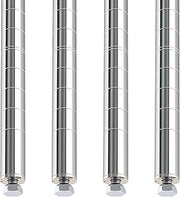 Metro Super Erecta SiteSelect 74P Stationary Wire Shelving Posts - 1” Diameter x 74-1/2” Height - Chrome Plated Steel Shelving Poles with Adjustable Leveling Bolt - Pack of 4