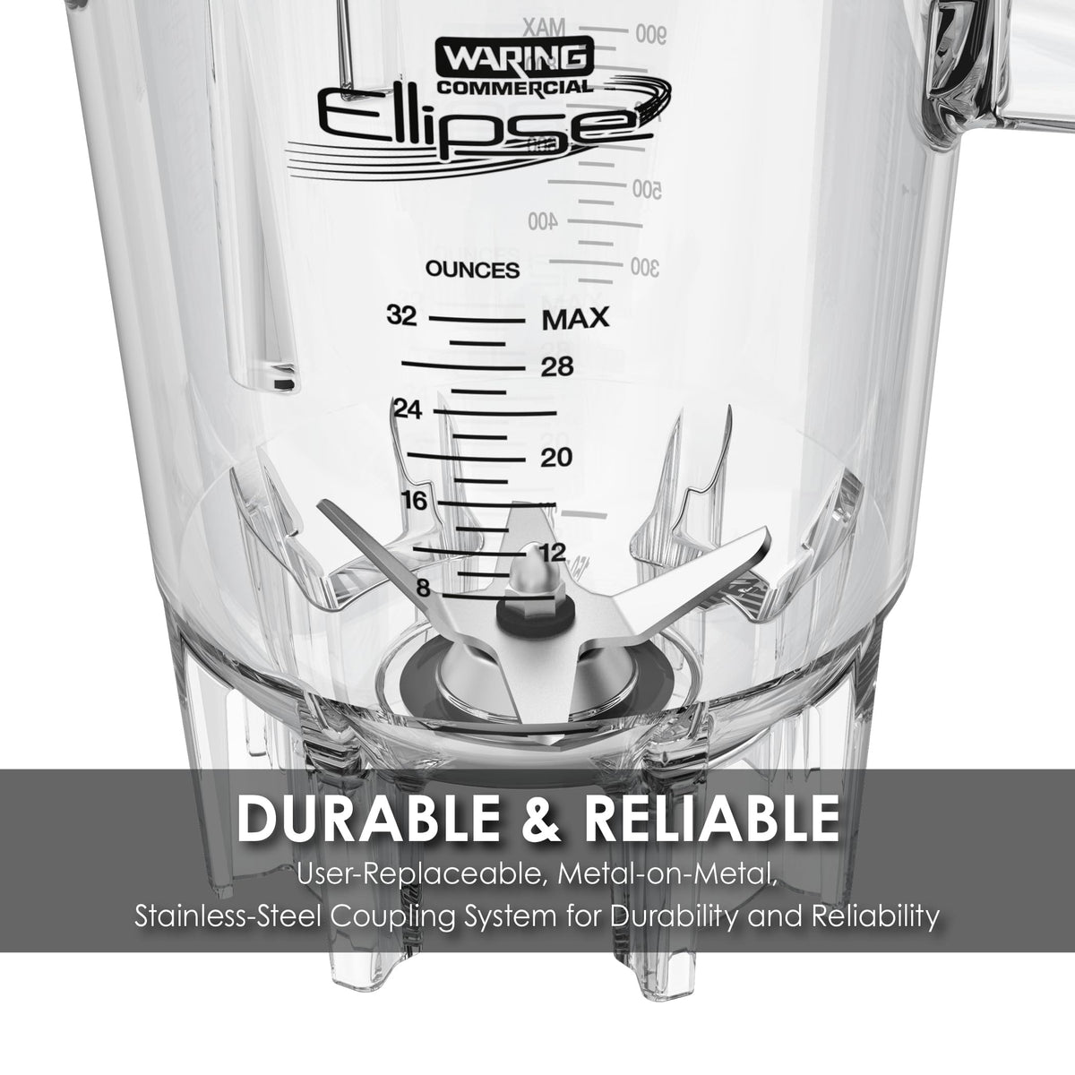 32-oz. Copolyester Jar & Dasher Assembly for MXE2000 Ellipse Blender by Waring – One Size, 32.0 fluid_ounces, Metal, Multi, Model CAC187