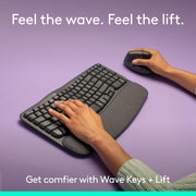Wave Keys & Lift Vertical Mouse - Ergonomic Wireless Keyboard and Mouse Combo - with Cushioned Palm Rest by Logitech – One Size, Graphite, Model 920-013610