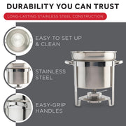 Stainless Steel Marmite Soup Chafer 11qt Round W/ Cover & Fram by Winco – Medium, 11.0 quarts, Stainless Steel