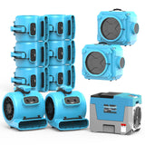 Water Damage Restoration Combo Package 8x Air Mover 2x Air Scrubber 1x Commercial Dehumidifier Ideal for Industrial by ALORAIR – Large, 180.0 pints, Blue, Model GE4000TC Blue