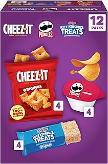 Cheez-It Pringles, Rice Krispies Treats, Lunch Snacks, Sweet and Salty Variety Pack 9.8oz Box (12 Packs)