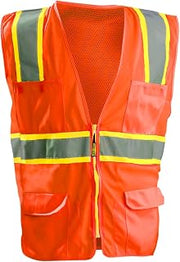 OccuNomix mens Solid Front | Mesh Back safety vests, Orange, Large US