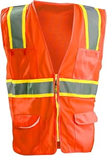 OccuNomix mens Solid Front | Mesh Back safety vests, Orange, Large US