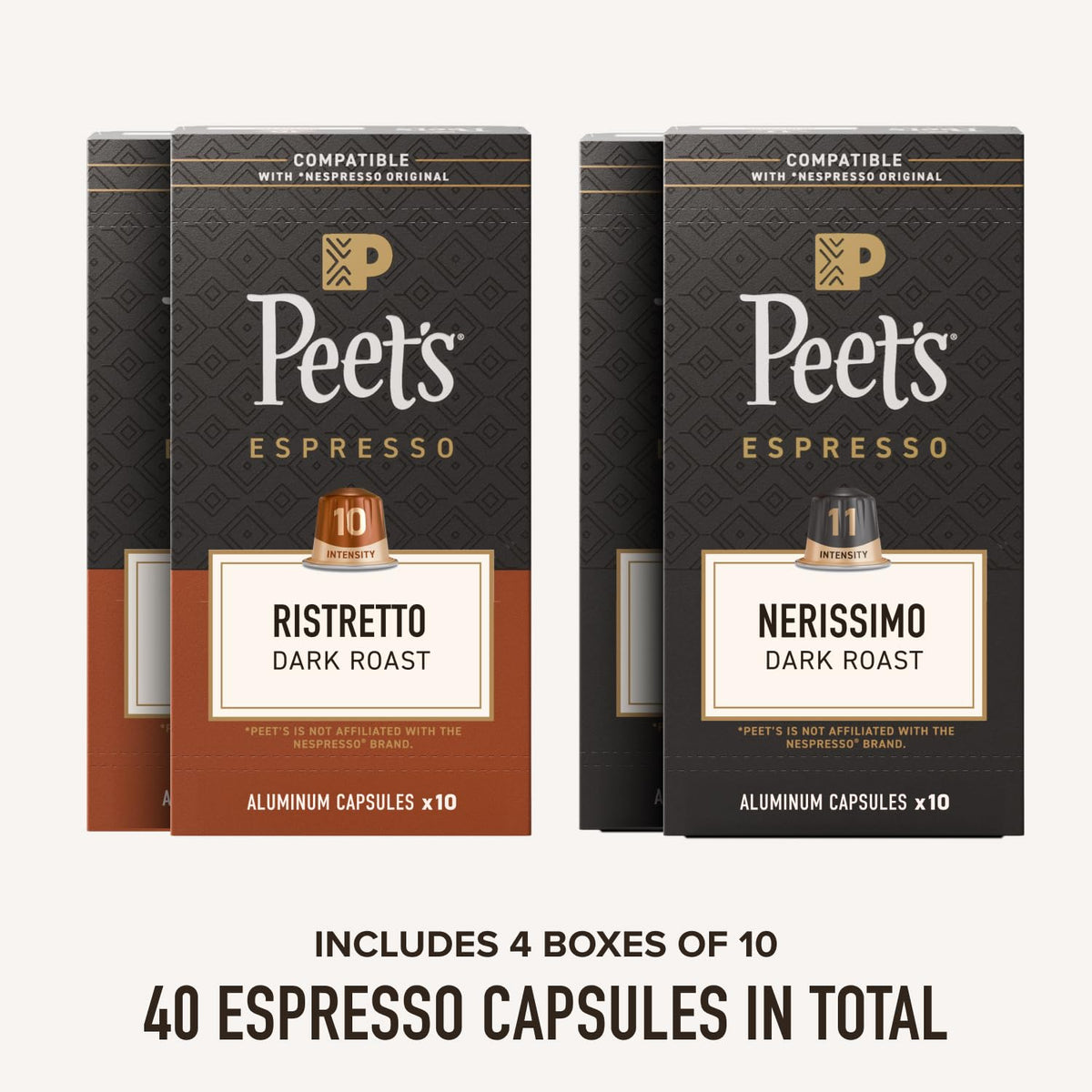 Peet's Coffee Dark Roast Variety Pack / 10 Count (Pack of 4) / Dark Roast Variety Pack - 40 Capsules Coffee Gifts