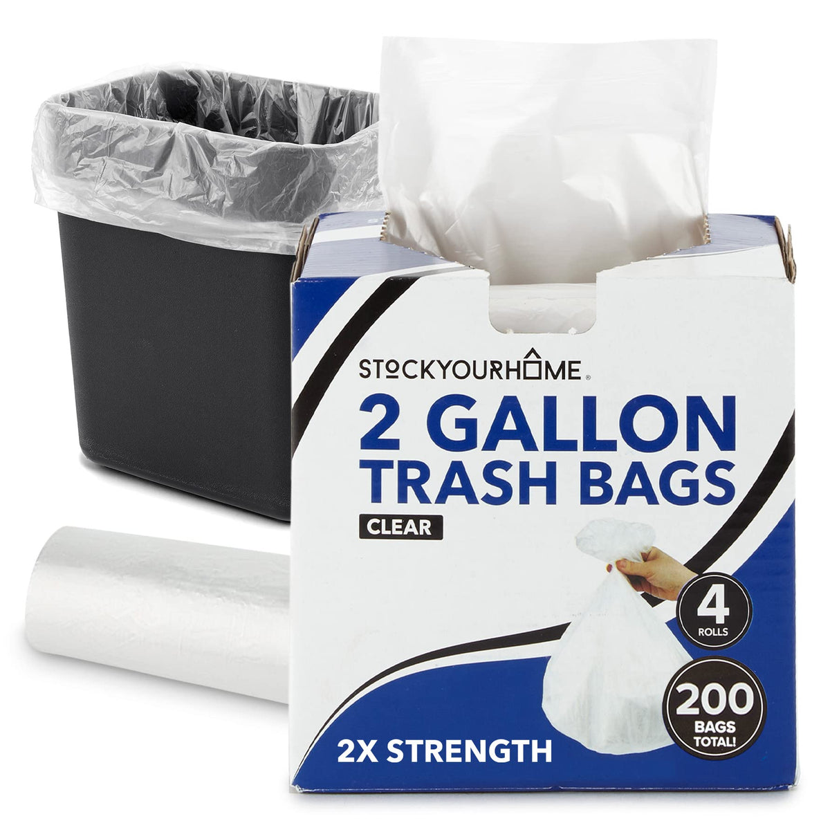 Stock Your Home 200 Pack / 2 Gallon / Clear Trash Bags